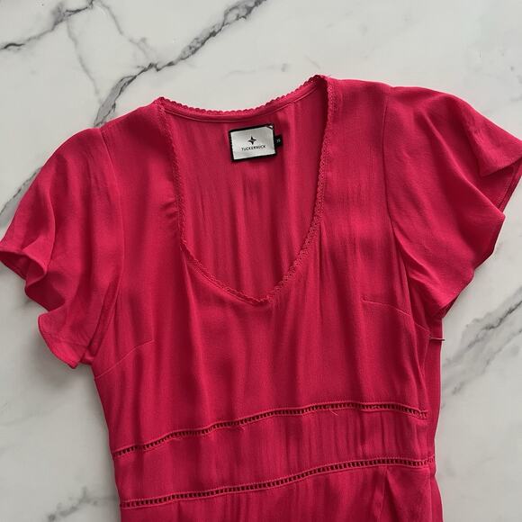 Tuckernuck Francesca Ruffle Maxi Dress Feminine Modest chic fuchsia Pink Size XS - Picture 8 of 11